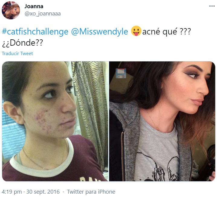 Screenshot de Twitter con el #CatfishChallenge 2