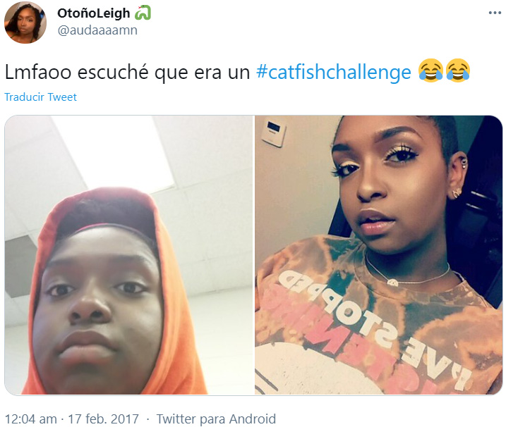 Screenshot de Twitter con el #CatfishChallenge 14