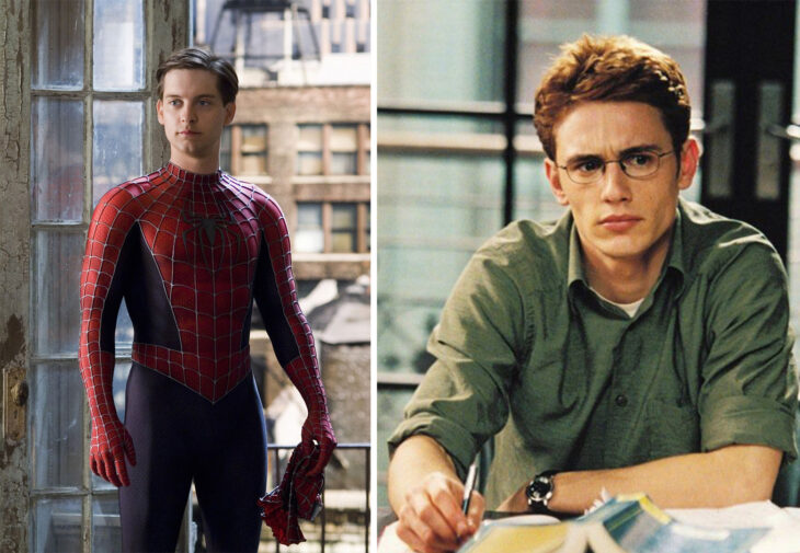 Del lado izquierdo el Hombre Araña, del lado derecho Harry Osborn