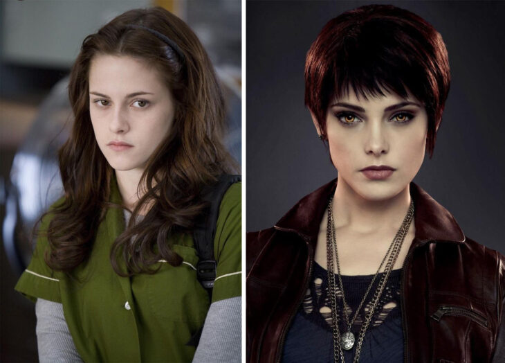 Del lado izquierdo Bella Swan de 'Crepúsculo', del lado derecho Alice Cullen de 'Crepúsculo'