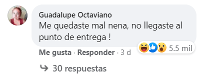 Comentario en Facebook de una mala compradora