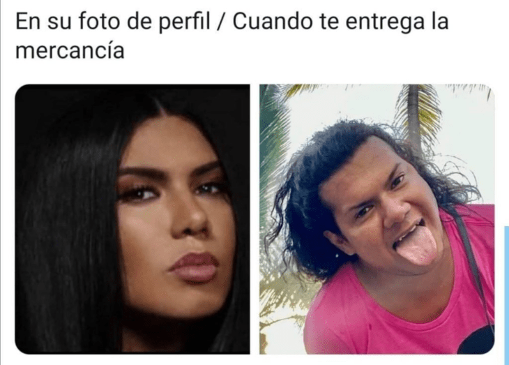 Meme chica cuando usa maquillaje vs cuando está en su casa