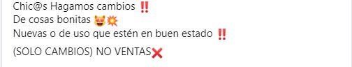 Comentario en Facebook para hacer cambios de ropa y maquillaje