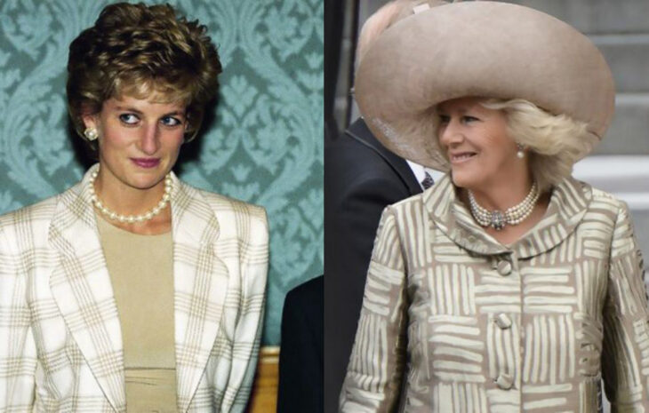 Camila Parker usando un saco similar al de Lady Di