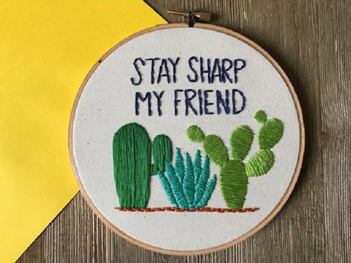 Bordado en aros de plantas
