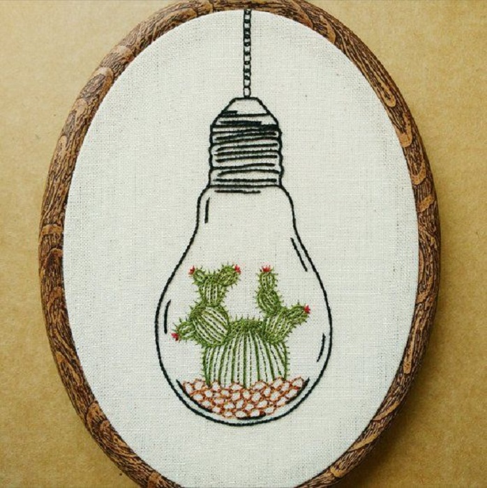 Bordado en aros de plantas