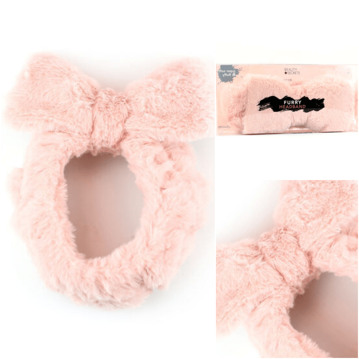 banda para el cabello diadema fluffy rosa