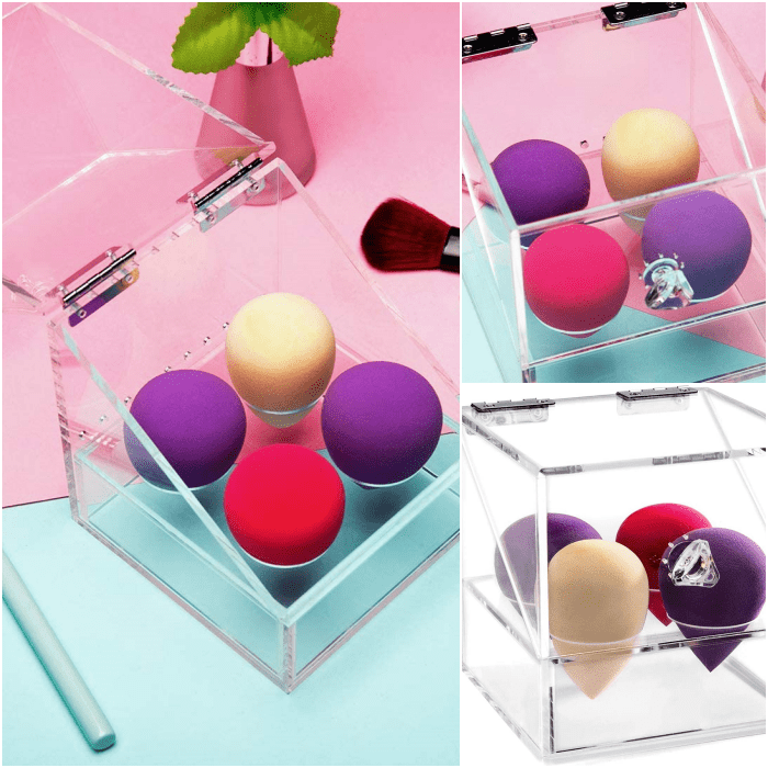 organizador de acrílico para esponjas y beauty blenders