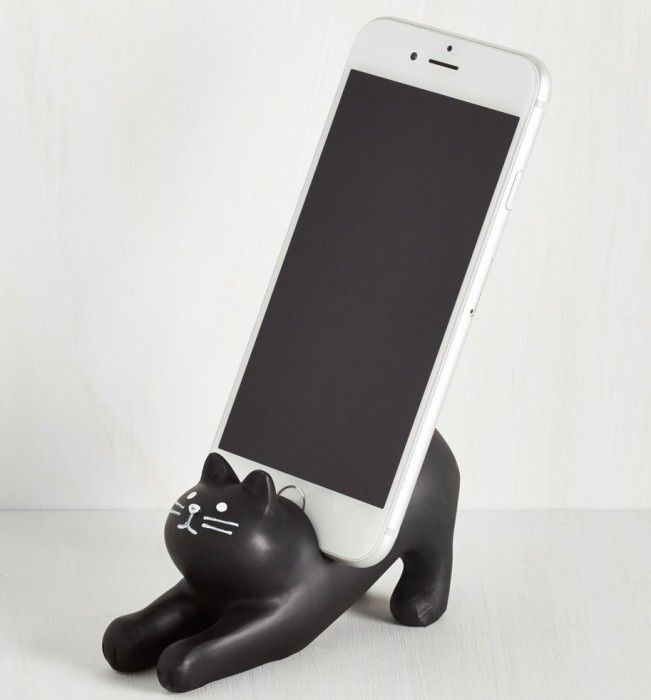 Soporte para celular en forma de gato color negro