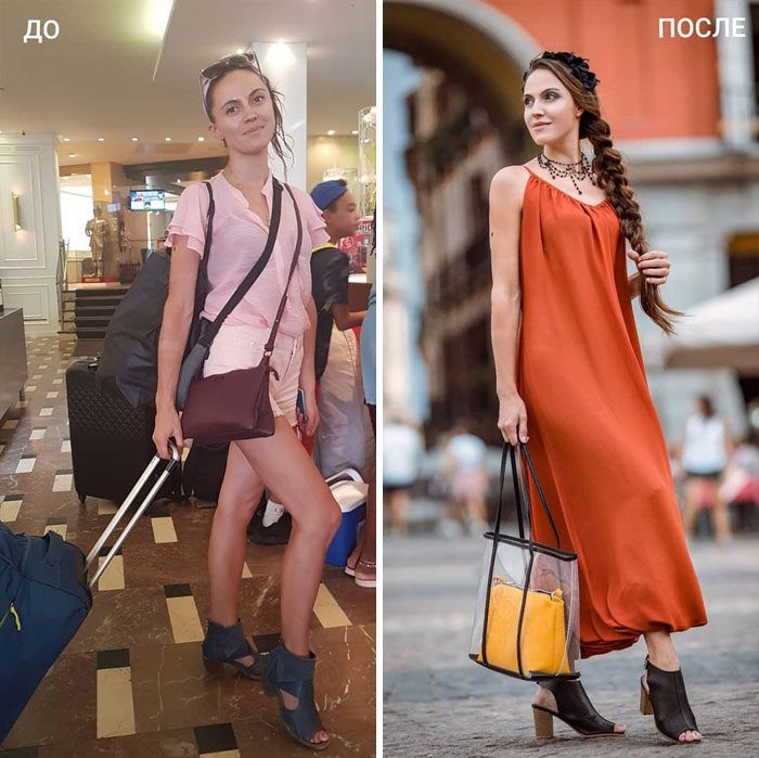 Chica con ropa sport y vestido largo en su cambio de imagen por la estilista Madi Bekdair