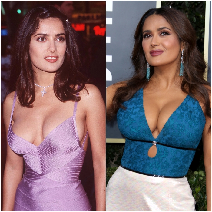 actriz mexicana salma hayek en 1987 y en 2020