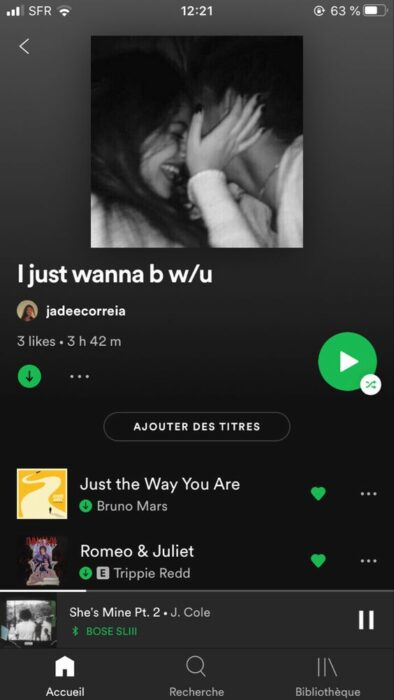 Playlist romántica en Spotify