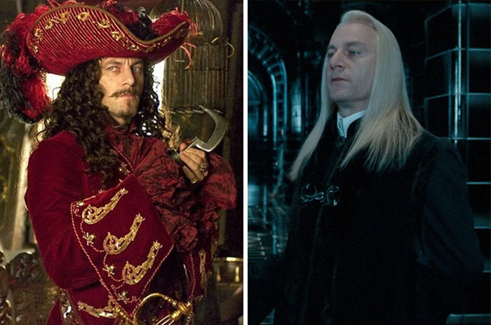Jason Isaacs como Lucius Malfoy y Capitán Hook