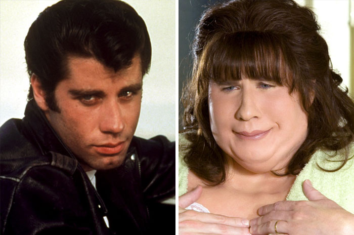 John Travolta como Danny Zuko y Edna Turnblad