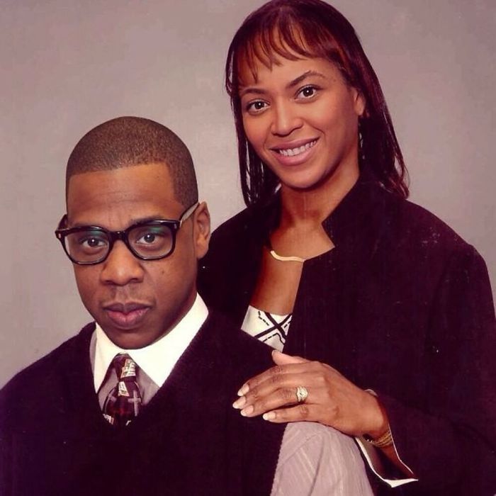 Beyoncé y Jay-Z posando como una familia típica estadounidense
