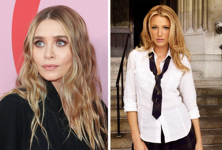 Del lado izquierdo la actriz Ashley Olsen y del lado derecho el personaje de Serena van der Woodsen