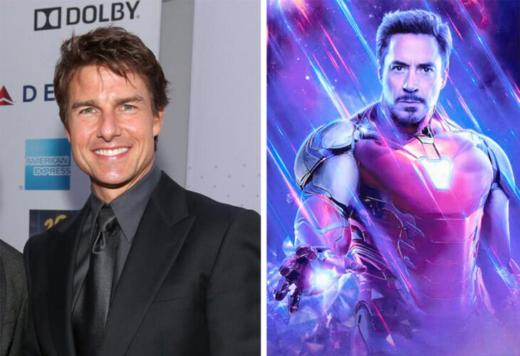 Del lado izquierdo el actor Tom Cruise y del lado derecho el personaje de Iron Man