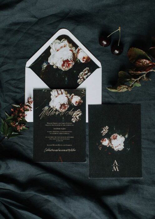 Invitación para boda en color negro