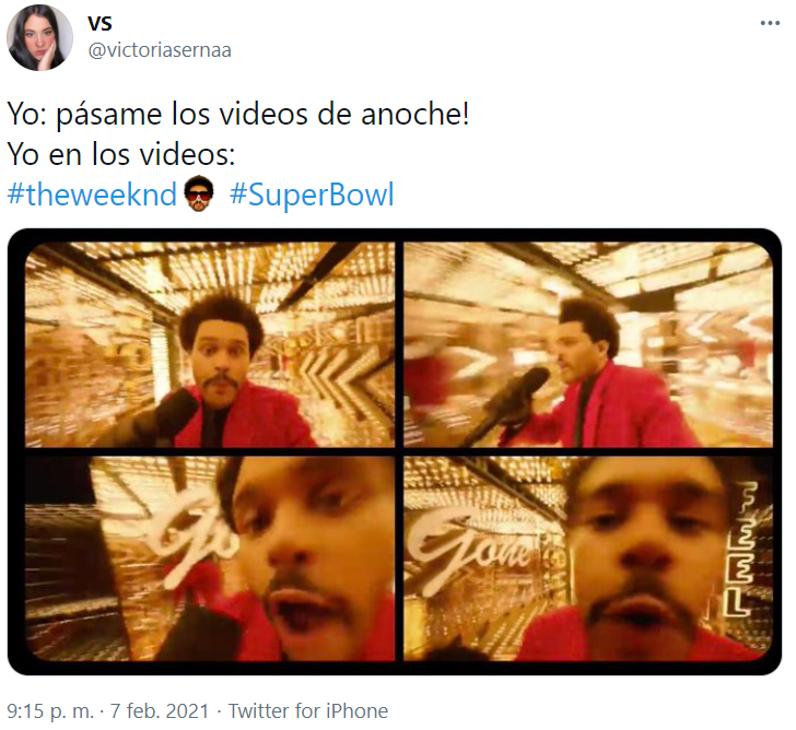 Screen Shot de Twitter con memes del medio tiempo del Super Bowl