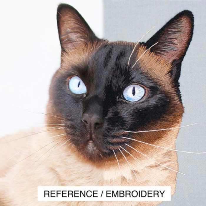 Bordado de gato siamés
