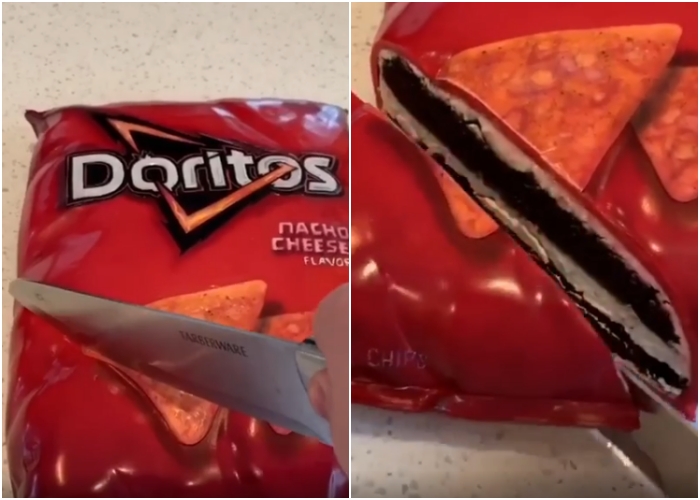 pastel con forma de bolsa de doritos