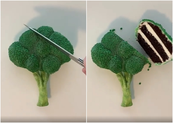 pastel en forma de brócoli