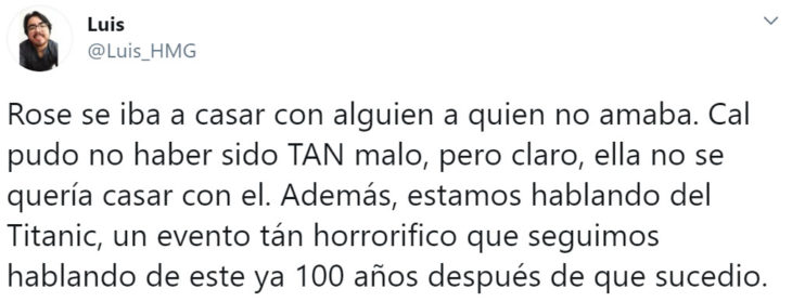 Screenshoot del hilo de que Jack Dawson no existió