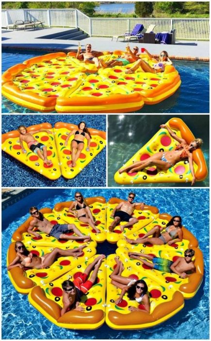 Flotador gigante en forma de pizza