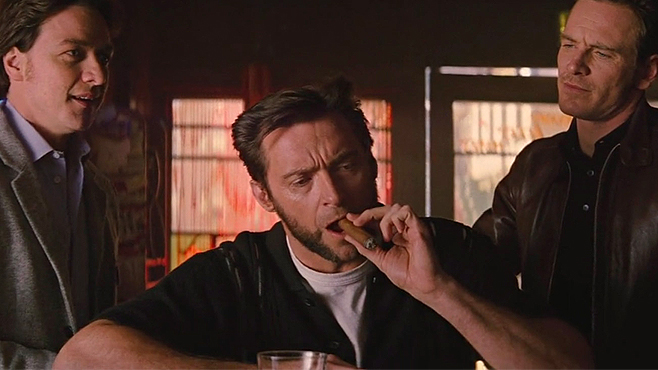 Hugh Jackman en un cameo durante la película X-men primera generación 