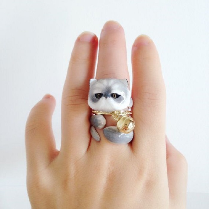 Anillo de 3 piezas en forma de gatito