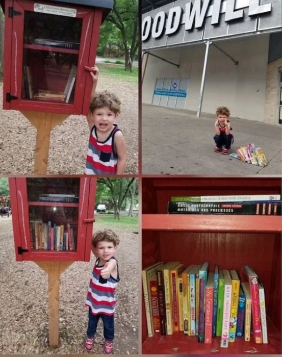 Niño dejó libros en un puesto de libros de la calle, pero que los más pequeños eligieran uno