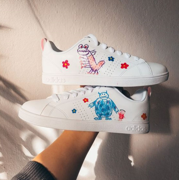 Tenis para chica, pintados a mano con diseño de dibujos de Boo de Monsters Inc