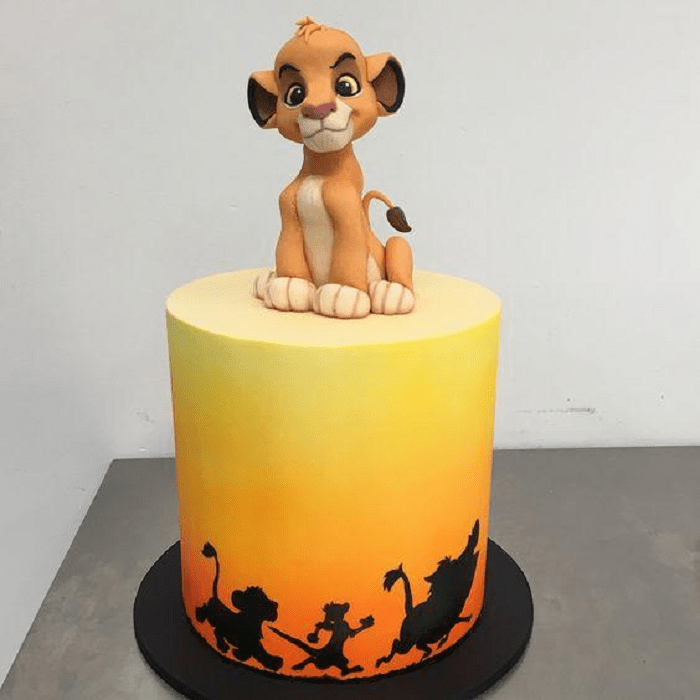 Pastel decorado, inspirado en Simba de la película El rey león