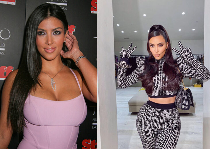 Kim Kardashian en el primer episodio de la serie Keeping up With the Kardashians vs el último capítulo 