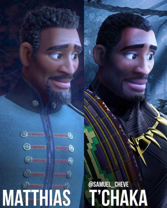 Matthias de Frozen II como T'Chaka de Pantera Negra