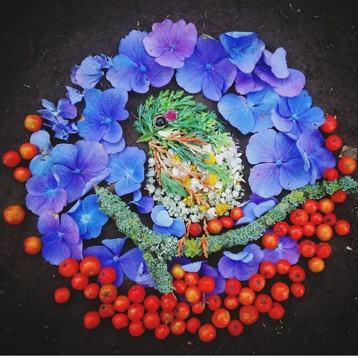 Hannah Bullen-Ryner retratos de aves con hojas