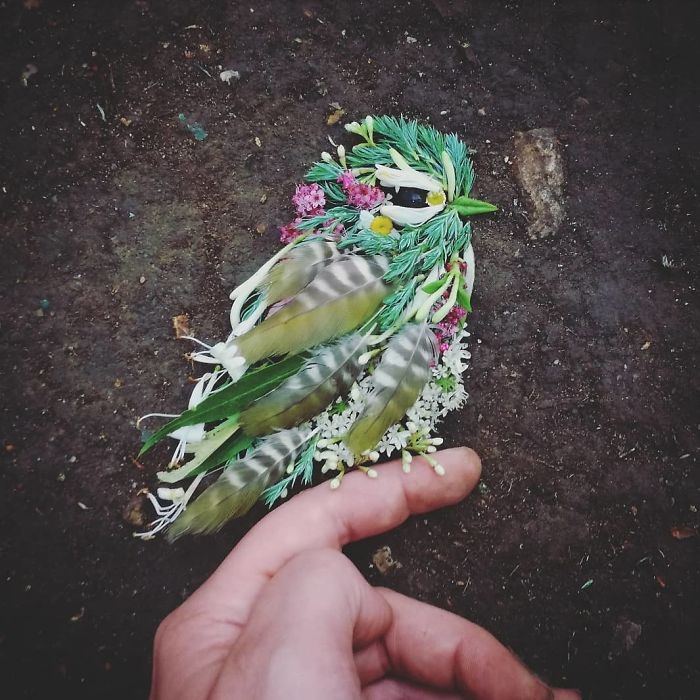 Hannah Bullen-Ryner retratos de aves con hojas