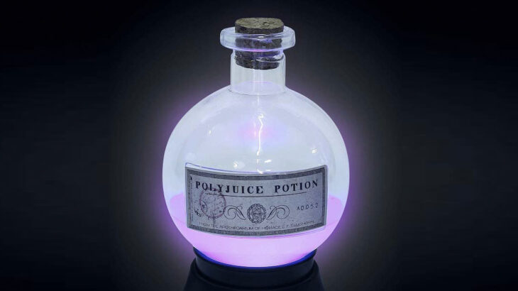 Lámpara en forma de poción multijugos inspirada en Harry Potter