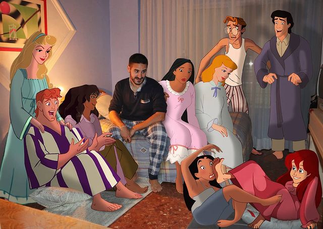 Samuel MB en pijamada de personajes de Disney