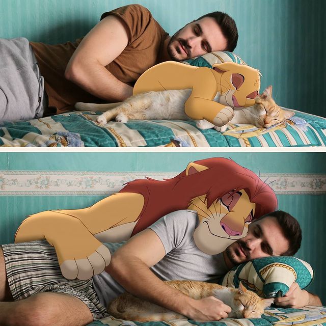 Samuel MB con el rey León