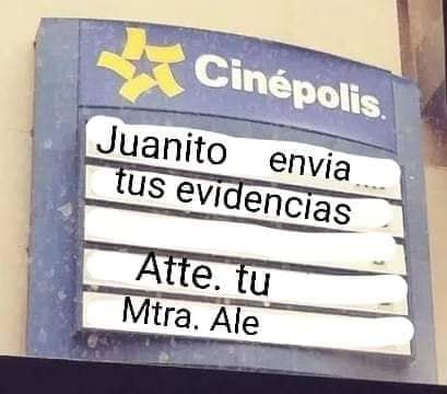 Cartelera de cine que maestros usan para pedir tareas a sus alumnos 