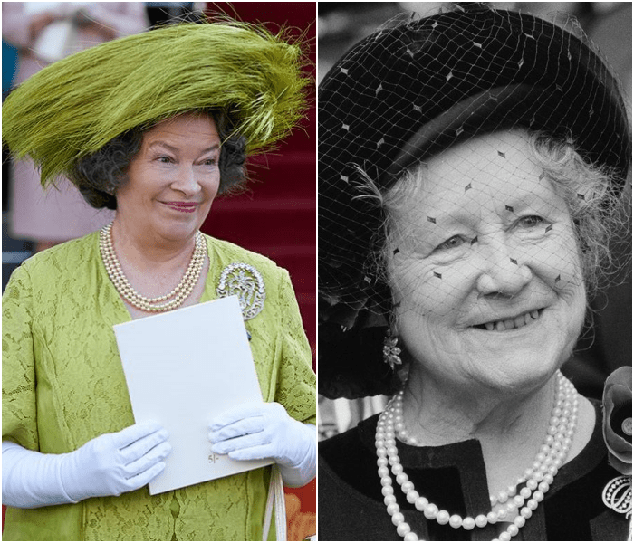 Marion Bailey como la Reina Madre de Inglaterra