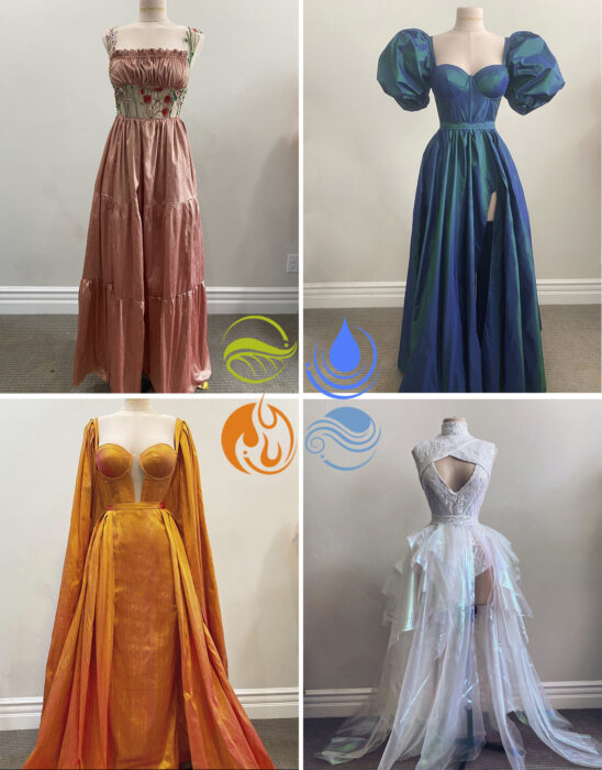 Vestidos inspirados en los cuatro elementos confeccionados por Sarah Hambly