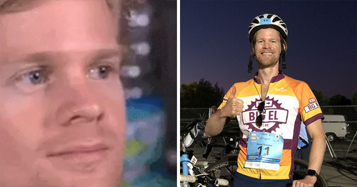 Antes y después del protagonista del chico parpadeando sorprendido