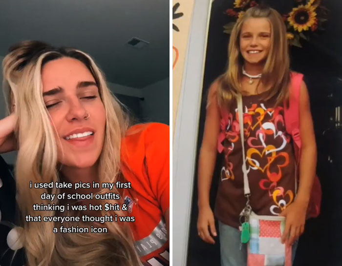 Chicas mostrando el antes y después de su infancia 