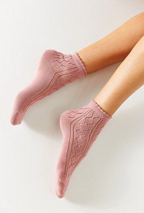Calcetas encantadoras tipo colegiala en color rosa palo