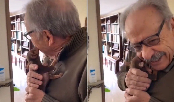 Sorprenden a abuelito con cachorro tiktok