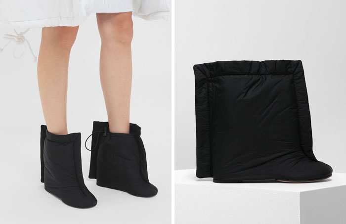 Botas con diseño de bolsa de basura
