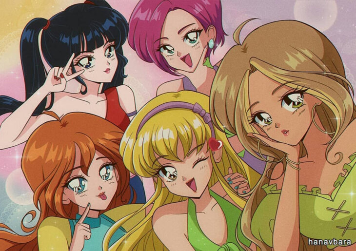 Artista hanavbara ilustra personajes al estilo de Sailor Moon; Winx