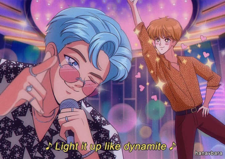 Artista hanavbara ilustra personajes al estilo de Sailor Moon; BTS